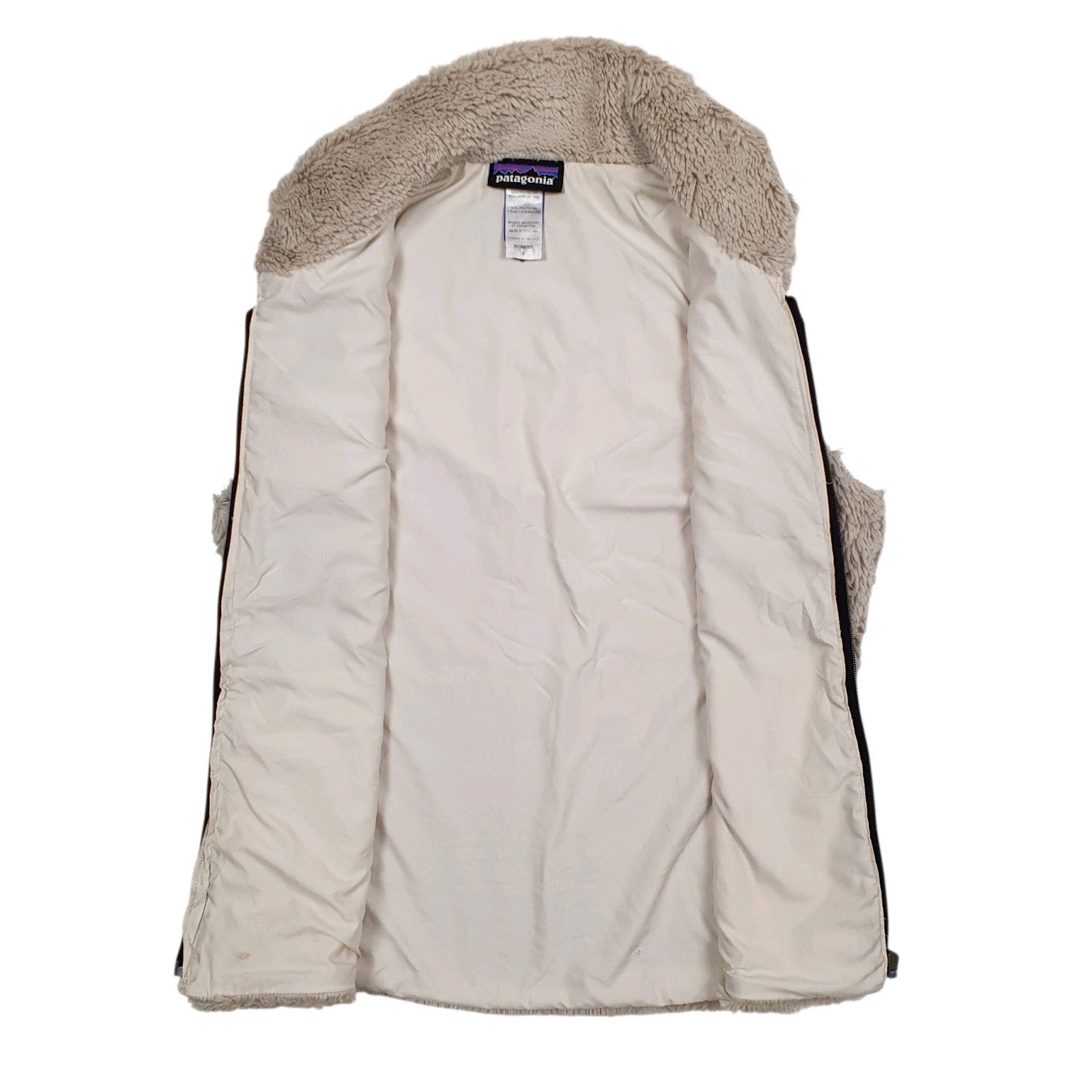 Womens Cream Patagonia Pelage Fluffy Bodywarmer Vest Gilet Jumper