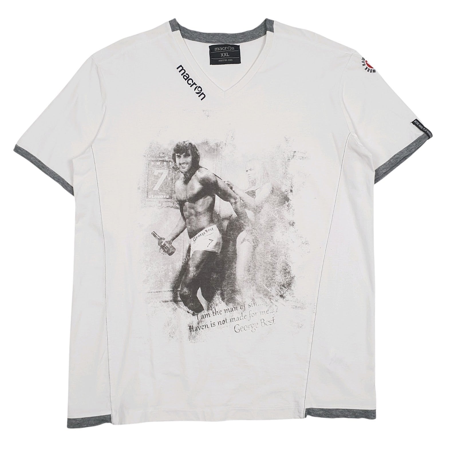 Mens White Macron George Best Short Sleeve T Shirt