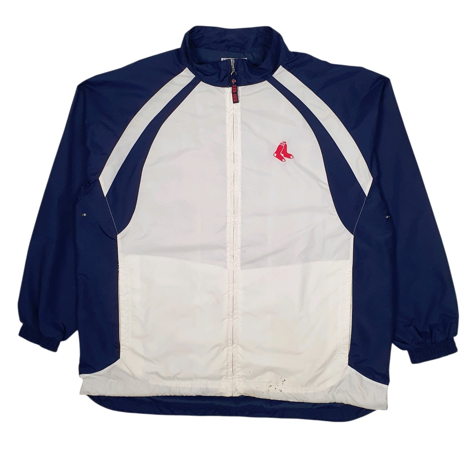Mens Navy Lee Vintage 90s Boston Red Sox MLB Baseball V Neck Coat