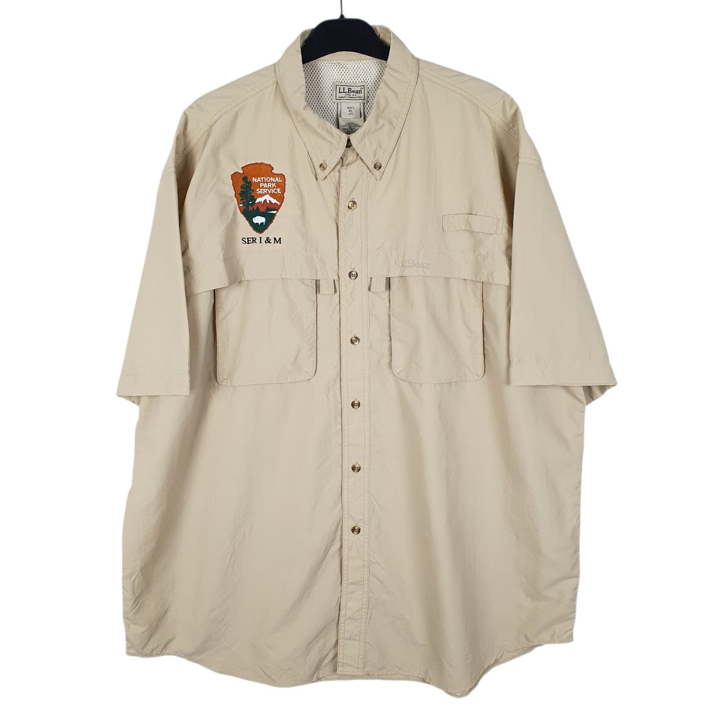 Mens Beige L.L.Bean  Short Sleeve Shirt