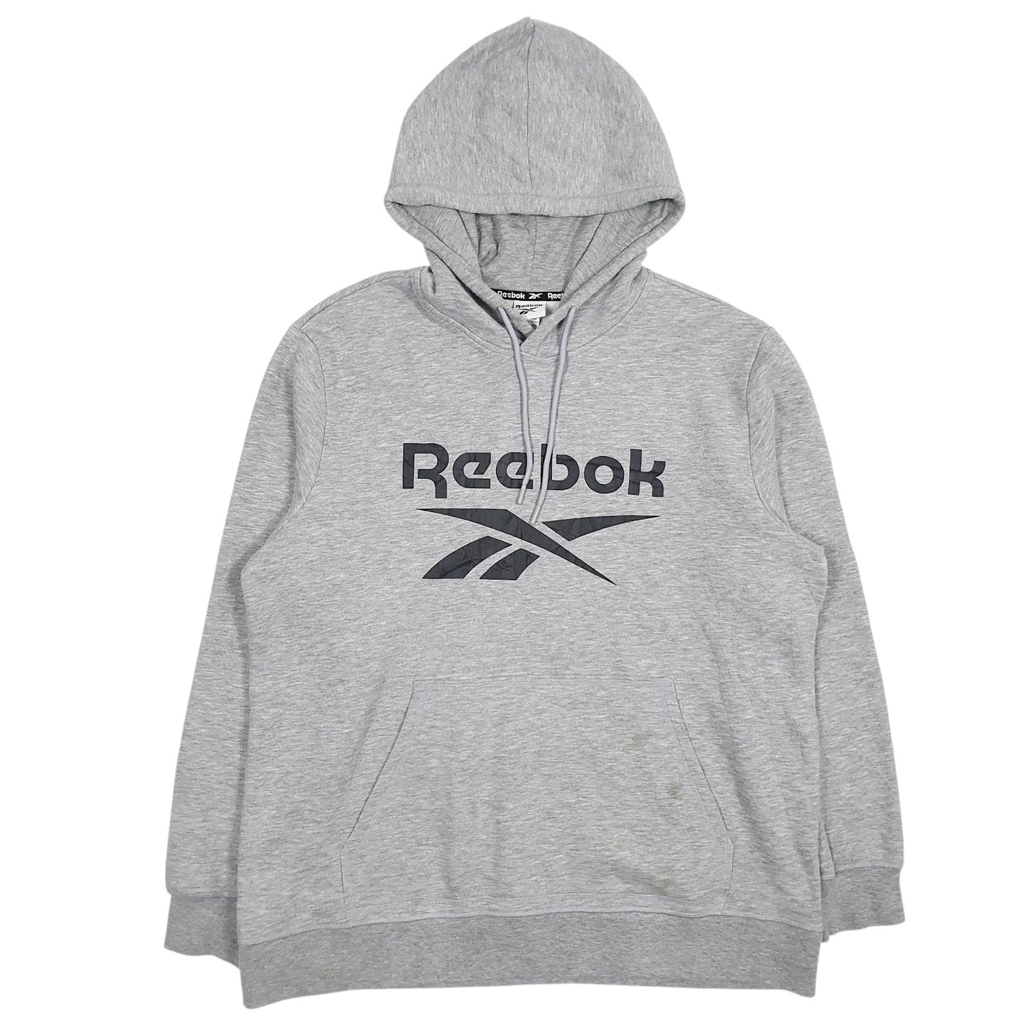 Mens Grey Reebok Spellout Hoodie Jumper