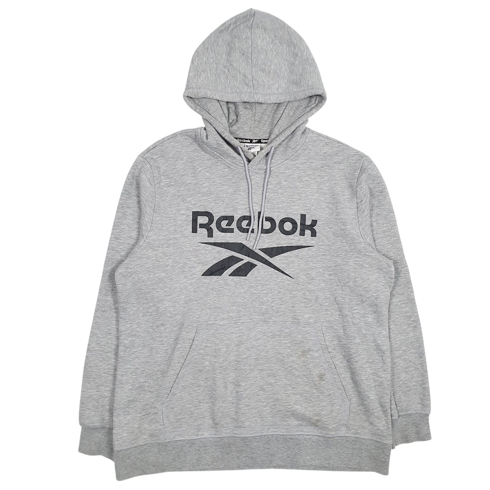Mens Grey Reebok Spellout Hoodie Jumper