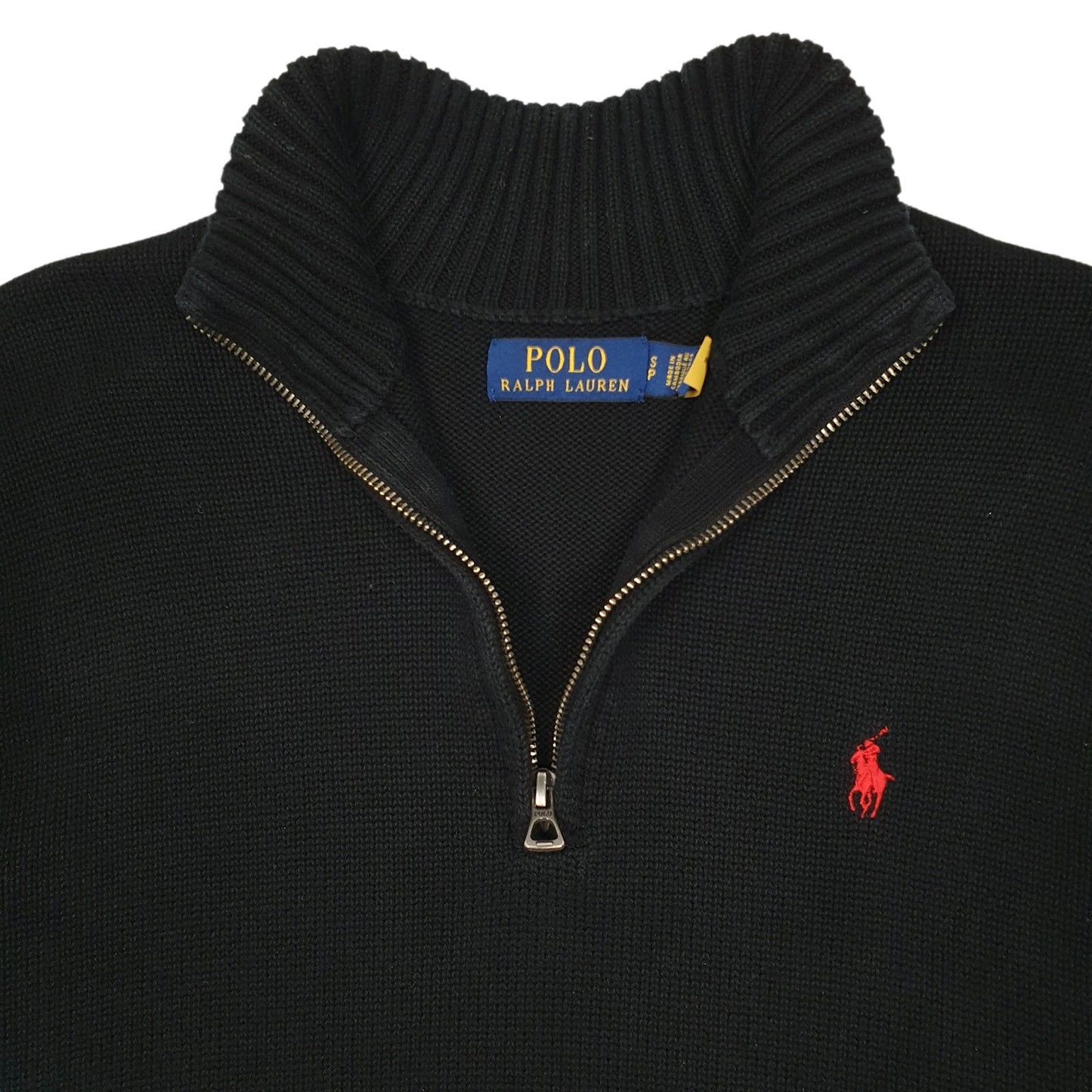 Mens Black Polo Ralph Lauren Knit Quarter Zip Jumper