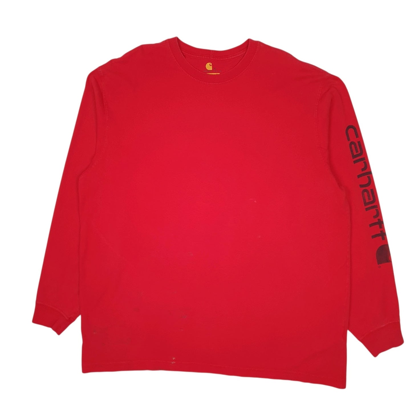 Mens Red Carhartt  Long Sleeve T Shirt