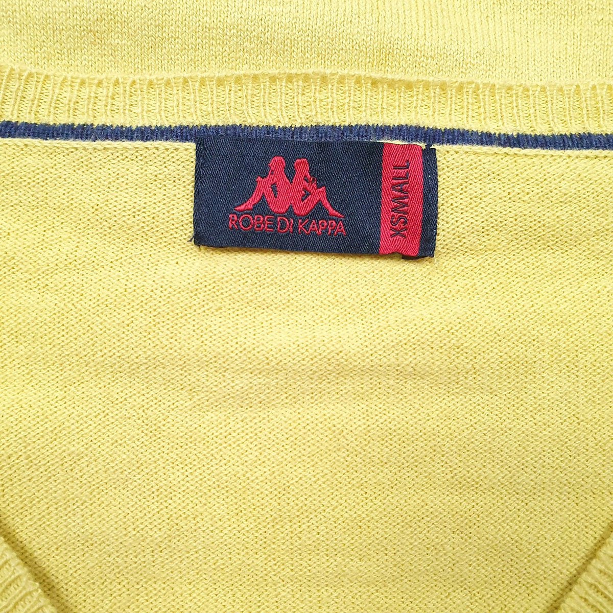 Mens Yellow Kappa  V Neck Jumper