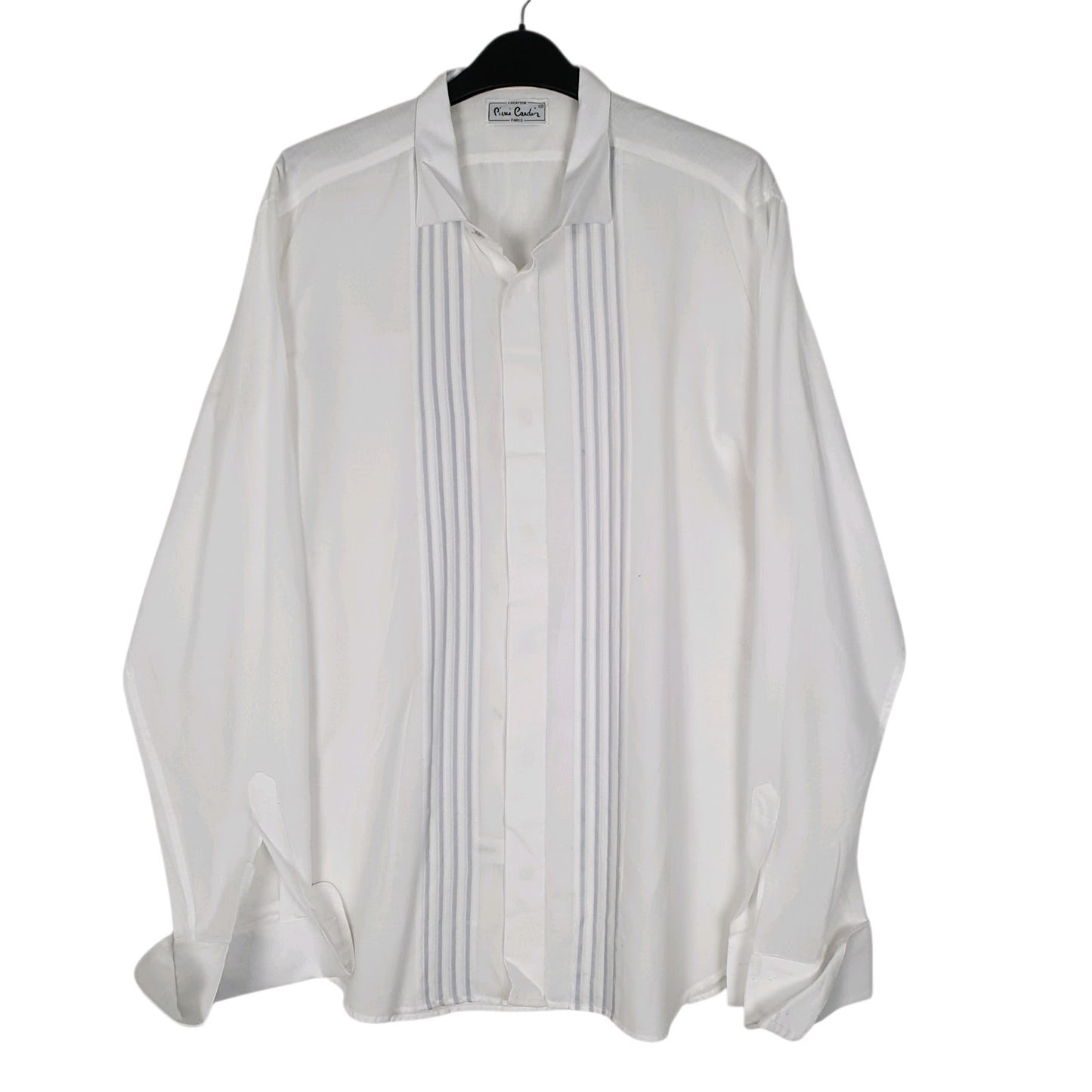 Mens White Pierre Cardin Tuxedo Formal Bowtie Long Sleeve Shirt