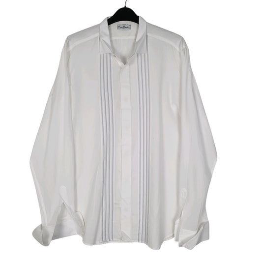 Mens White Pierre Cardin Tuxedo Formal Bowtie Long Sleeve Shirt