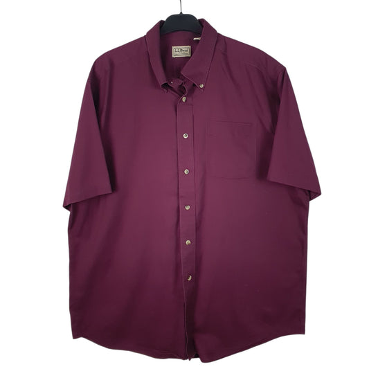 Mens Burgundy L.L.Bean  Short Sleeve Shirt