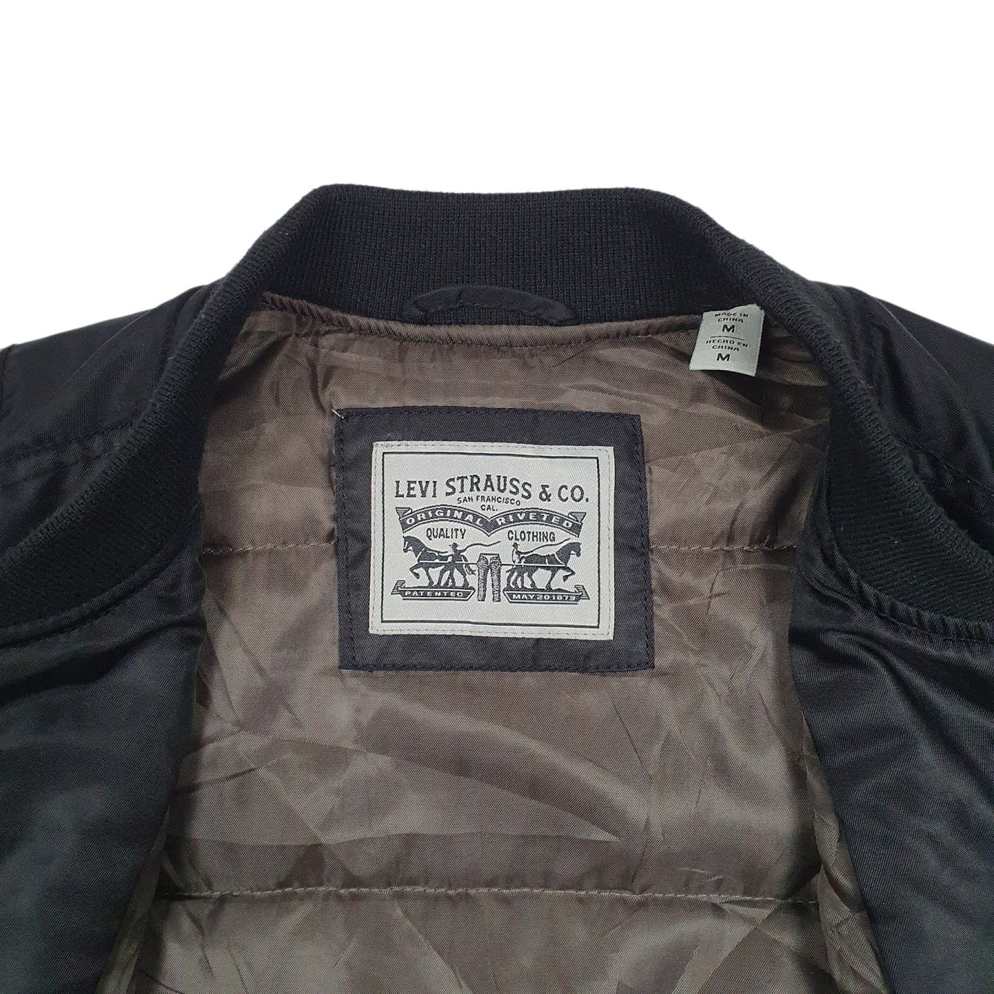 Mens Black Levis Padded Bomber  Coat