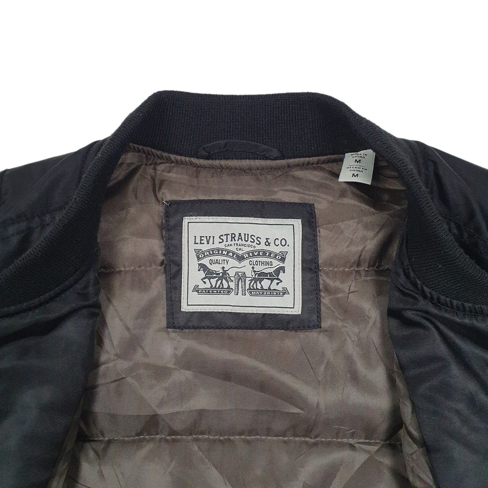 Mens Black Levis Padded Bomber  Coat