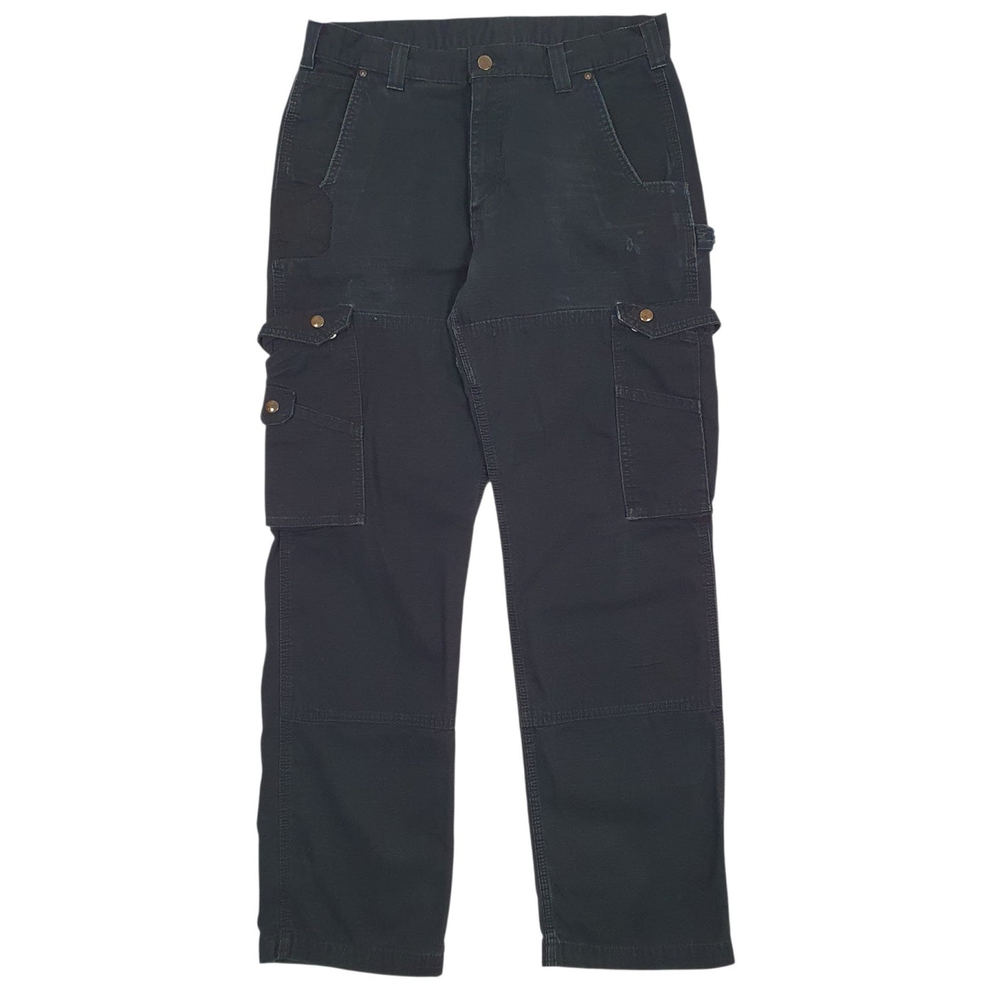 Mens Black Carhartt B342BLK Workwear Double Knee Cargo Trousers