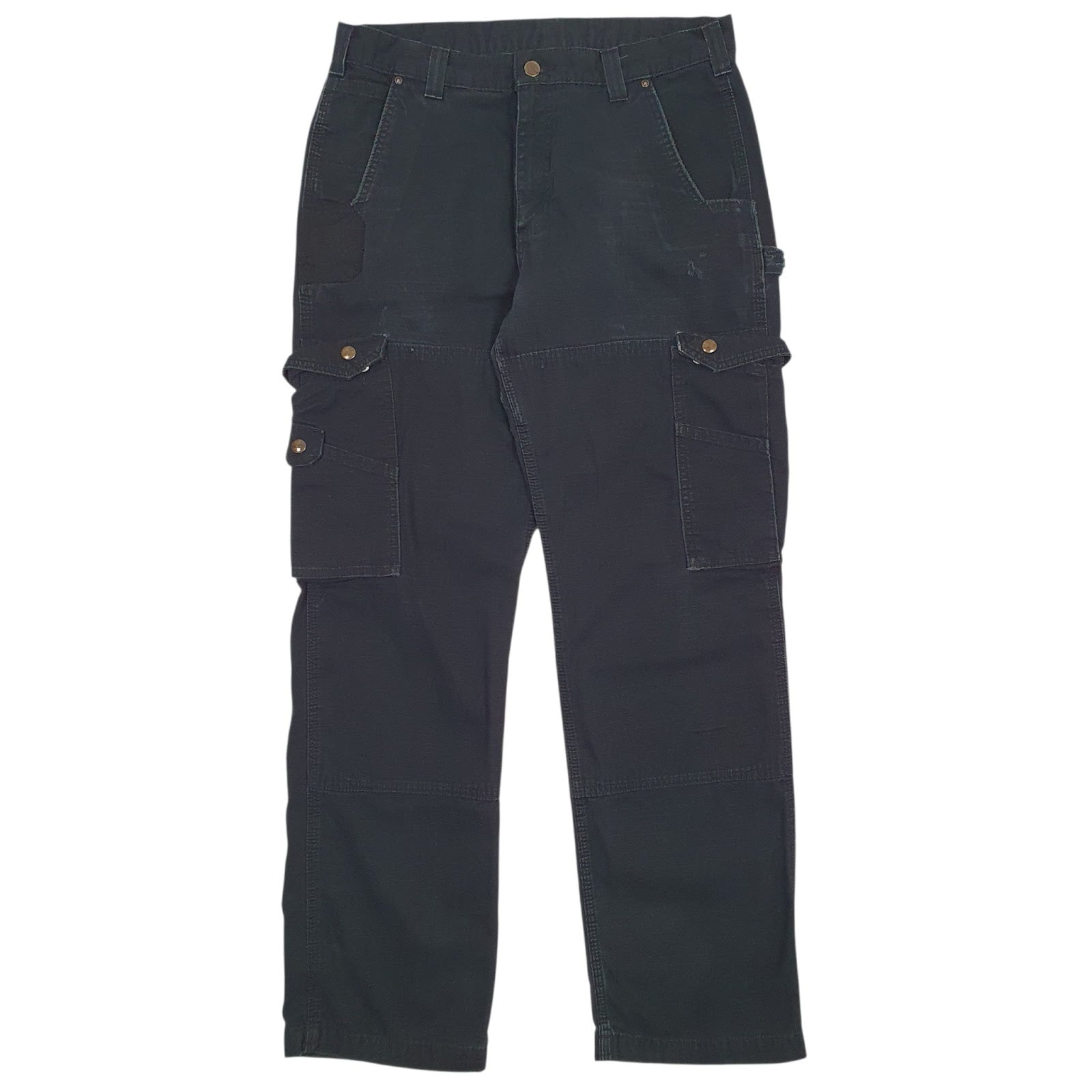 Mens Black Carhartt B342BLK Workwear Double Knee Cargo Trousers