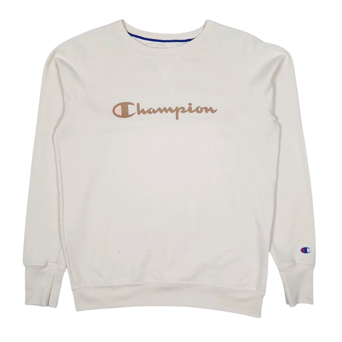 Womens Cream Champion  Crewneck Jumper