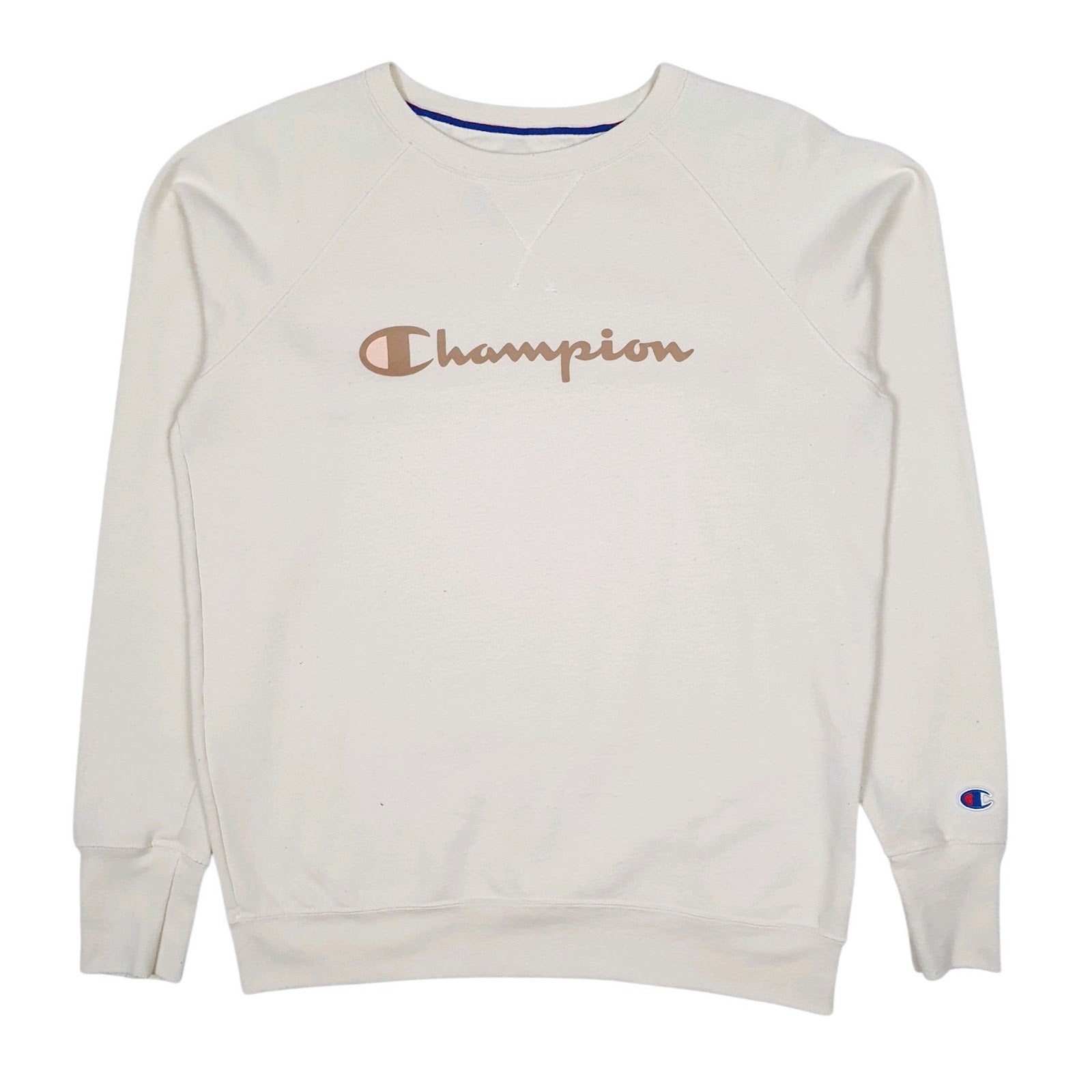 Womens Cream Champion  Crewneck Jumper