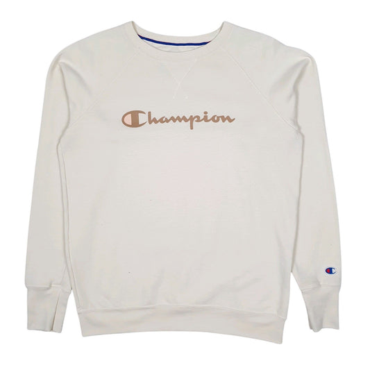 Womens Cream Champion  Crewneck Jumper