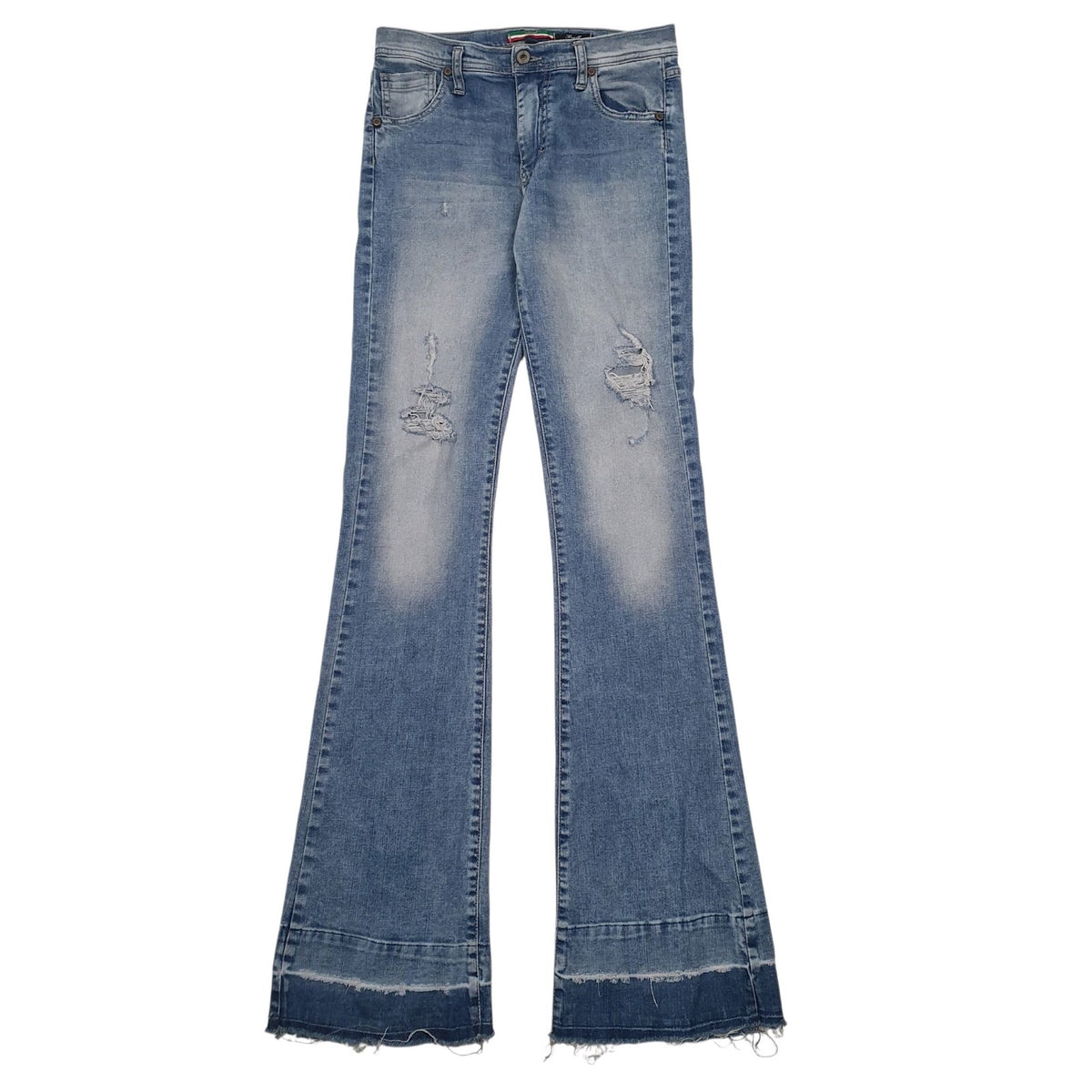 Womens Blue Please Distressed Casual JeansW28 L34