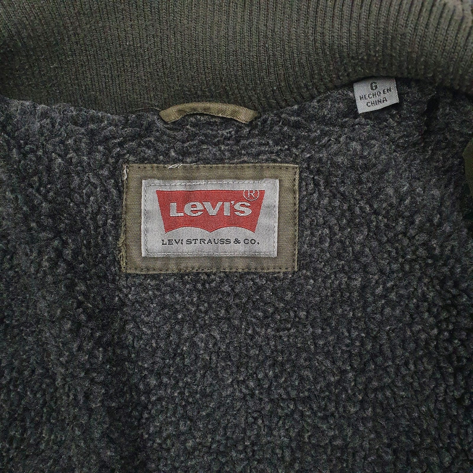 Mens Green Levis Military Bomber Sherpa Lined  Coat