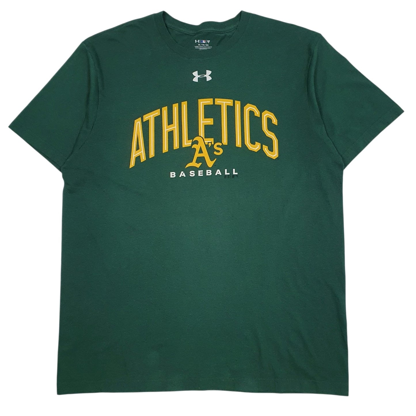 Mens Green Under Armour MLB Oakland Athletics Heat Gear Short Sleeve T Shirt