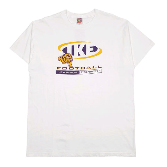 Mens White Fruit Of The Loom Ike Football Short Sleeve T Shirt