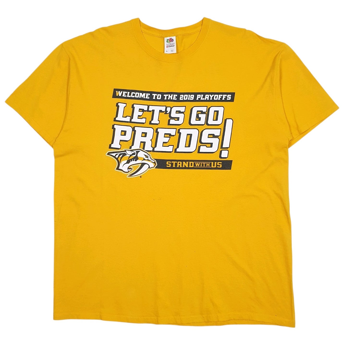 Mens Yellow Fruit Of The Loom Nashville Predators Short Sleeve T Shirt