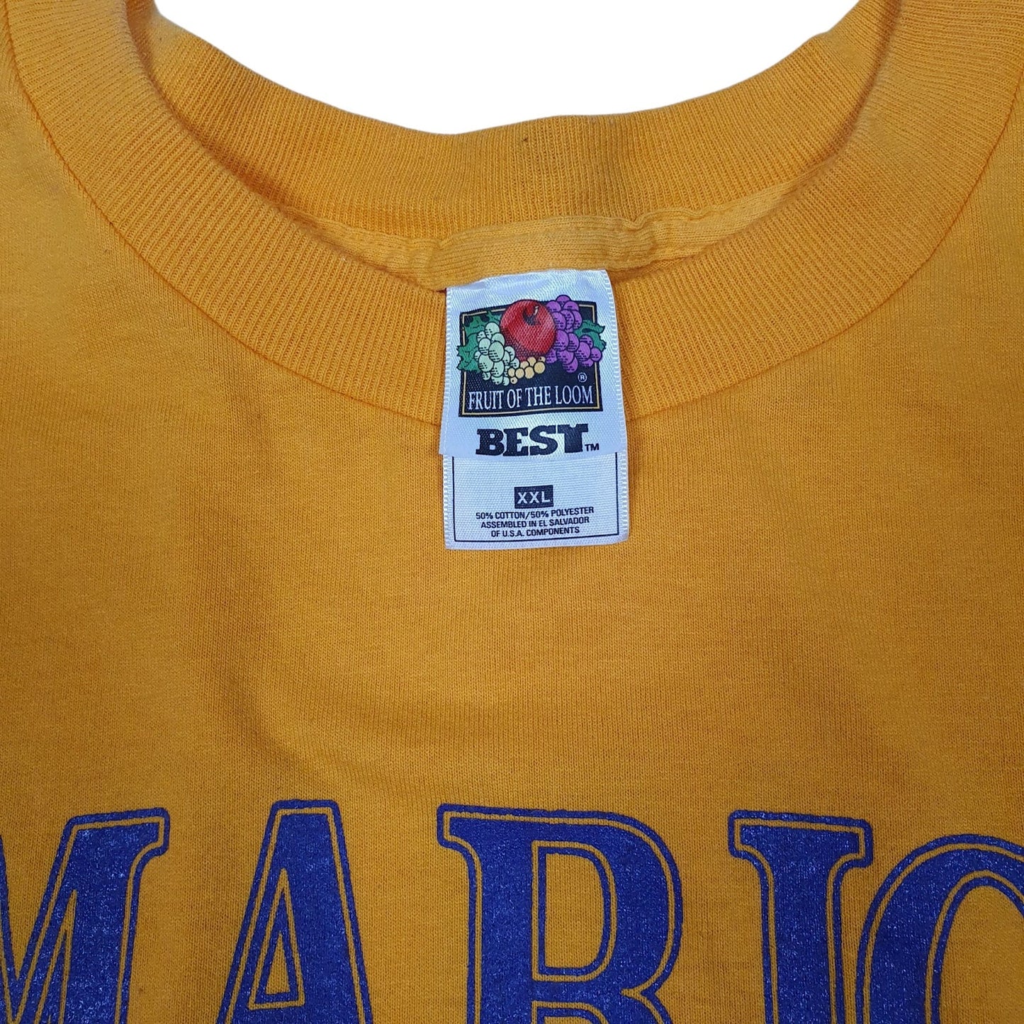 Mens Yellow Fruit Of The Loom Marion Giants Wrestling  T Shirt