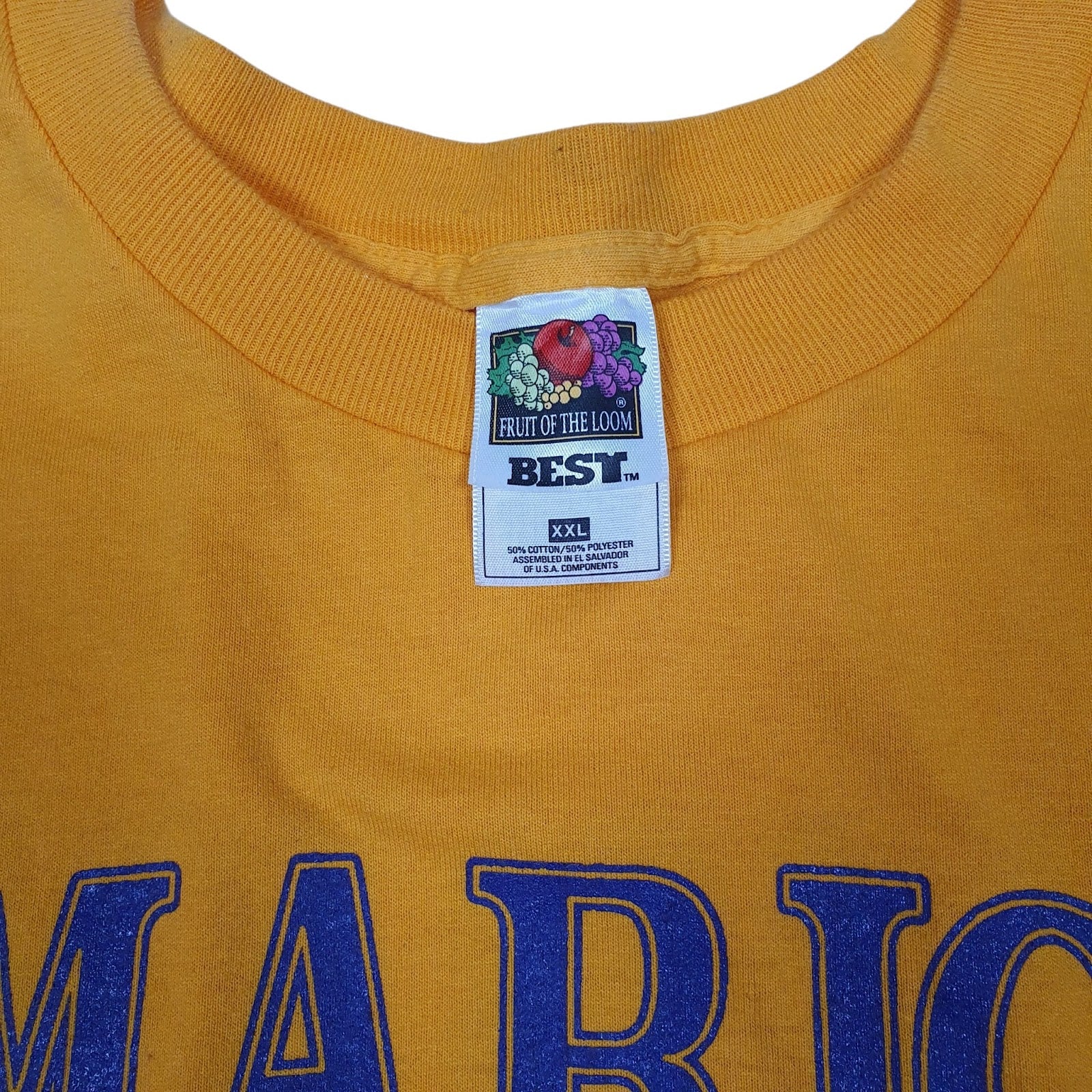 Mens Yellow Fruit Of The Loom Marion Giants Wrestling  T Shirt