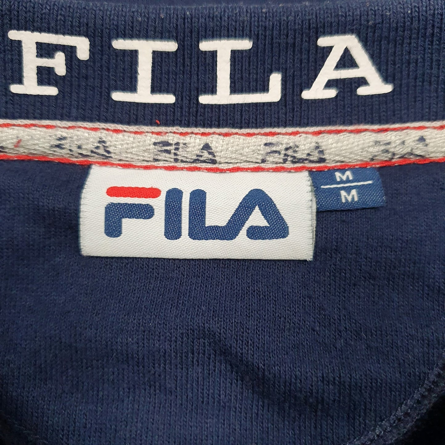 Mens Navy Fila Spellout Crewneck Jumper