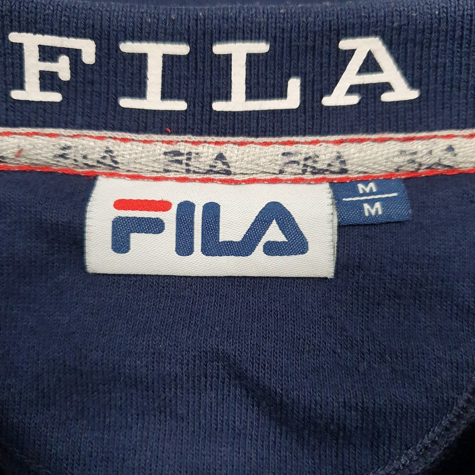 Mens Navy Fila Spellout Crewneck Jumper