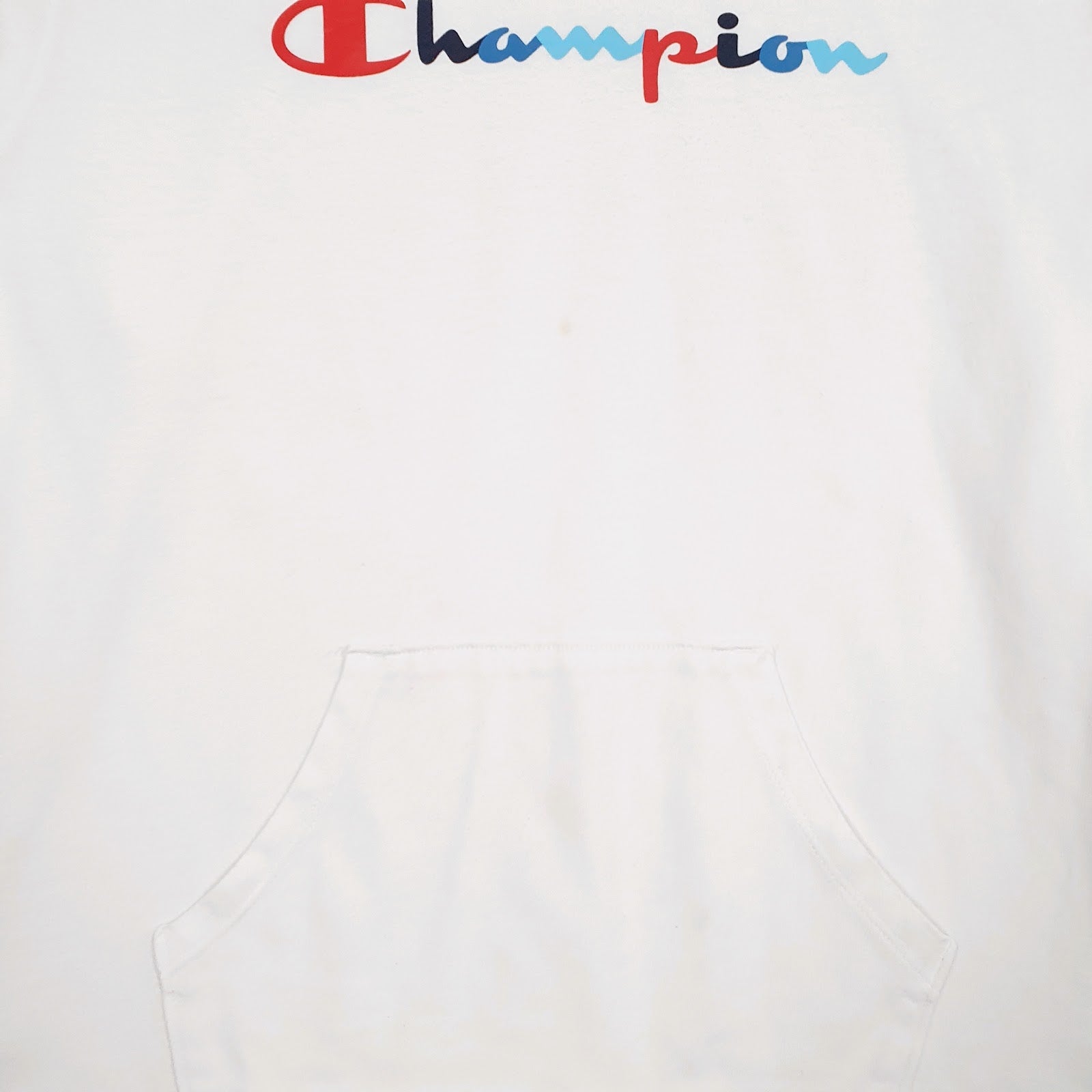 Mens White Champion Spellout Lightweight Hoodie Jumper