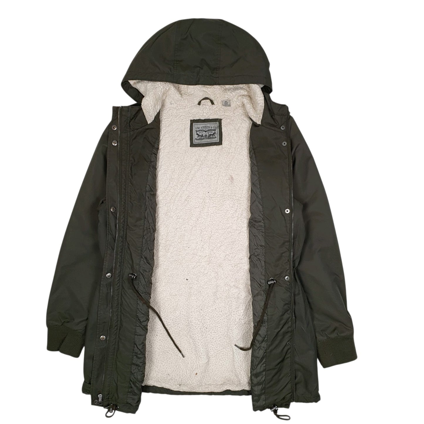 Womens Green Levis Sherpa Lined  Coat
