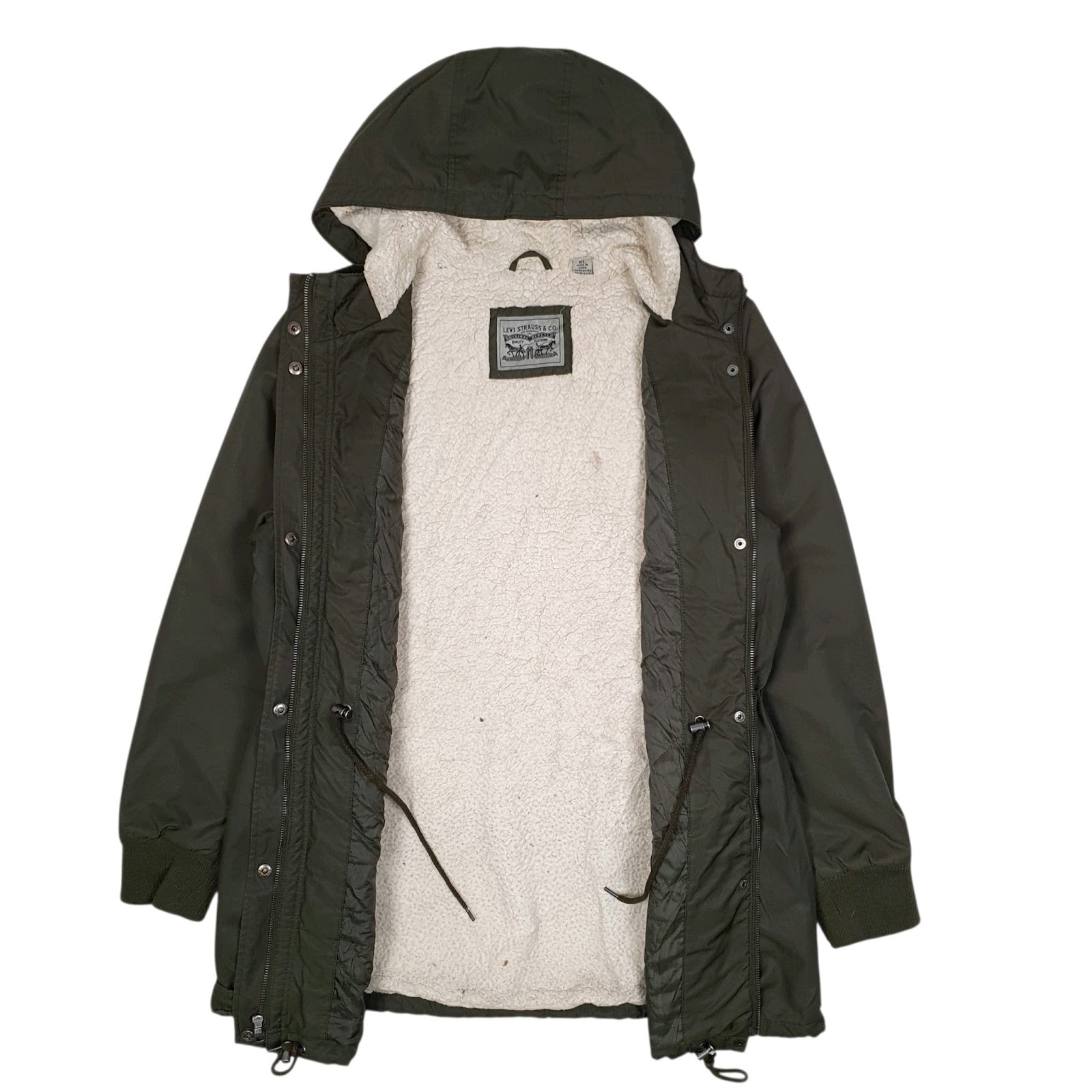 Womens Green Levis Sherpa Lined  Coat