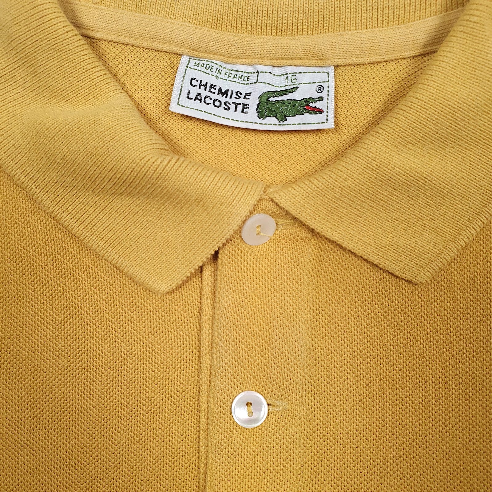Mens Yellow Lacoste Vintage  Polo Shirt