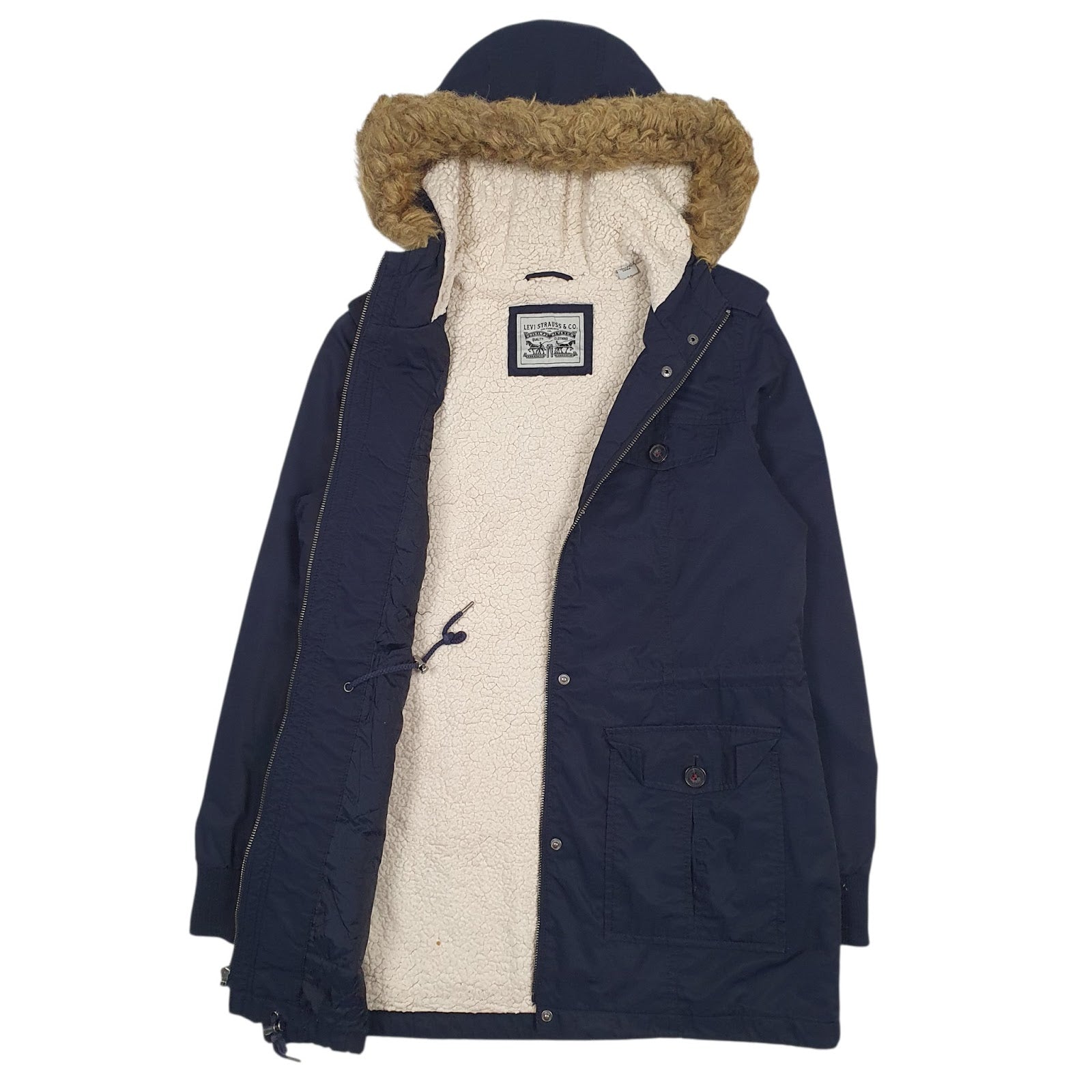 Womens Navy Levis Shepa Lined  Coat