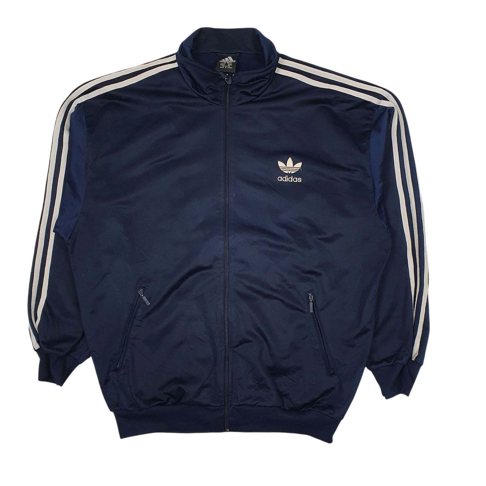 Mens Navy Adidas Vintage 2000s Track Top Full Zip Jumper