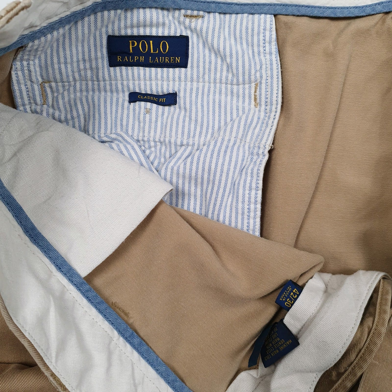 Mens Beige Polo Ralph Lauren Classic Fit  Trousers