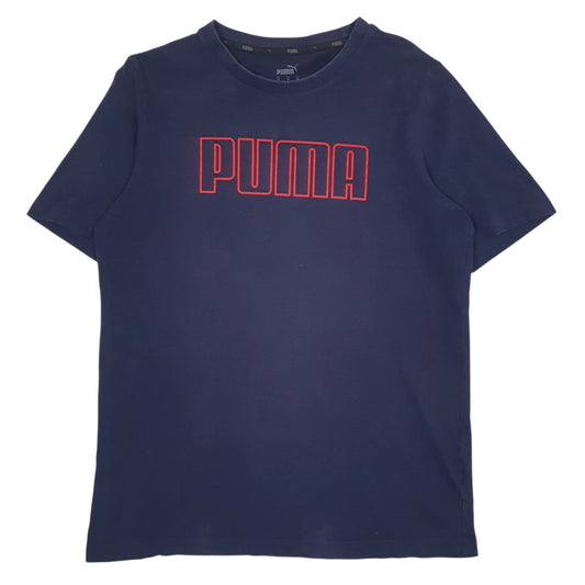 Mens Navy Puma Spellout Short Sleeve T Shirt