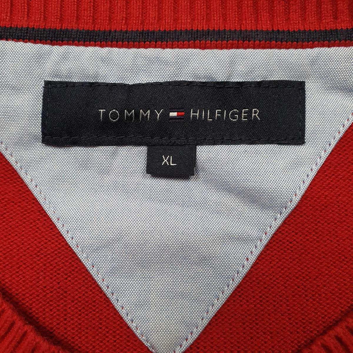Womens Red Tommy Hilfiger  V Neck Jumper