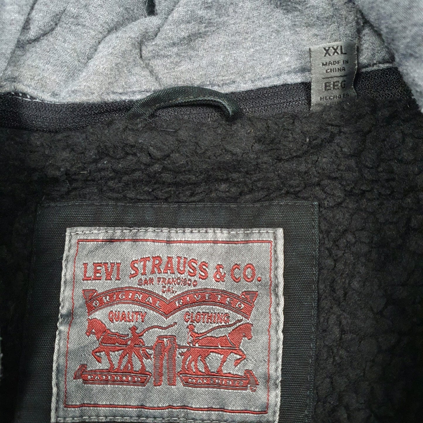 Mens Black Levis Sherpa Lined  Coat