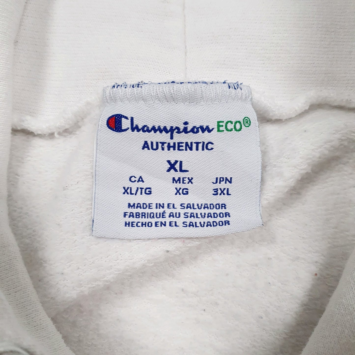 Mens White Champion Spellout Hoodie Jumper
