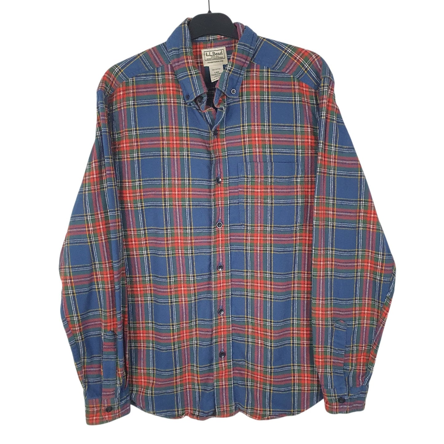 Mens Blue L.L.Bean Flannel Long Sleeve Shirt