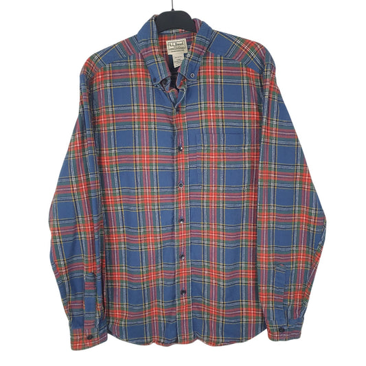 Mens Blue L.L.Bean Flannel Long Sleeve Shirt