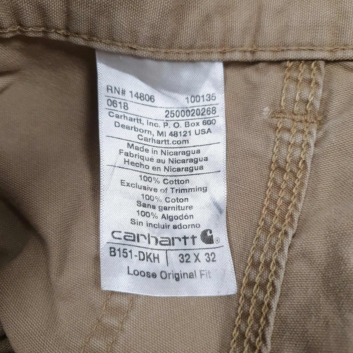 Mens Brown Carhartt B151-DKH  Trousers