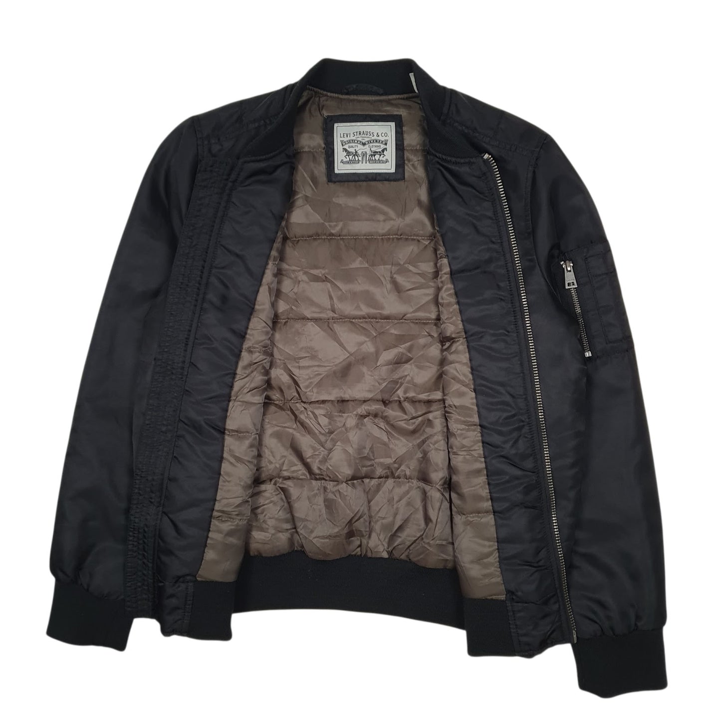 Mens Black Levis Padded Bomber  Coat