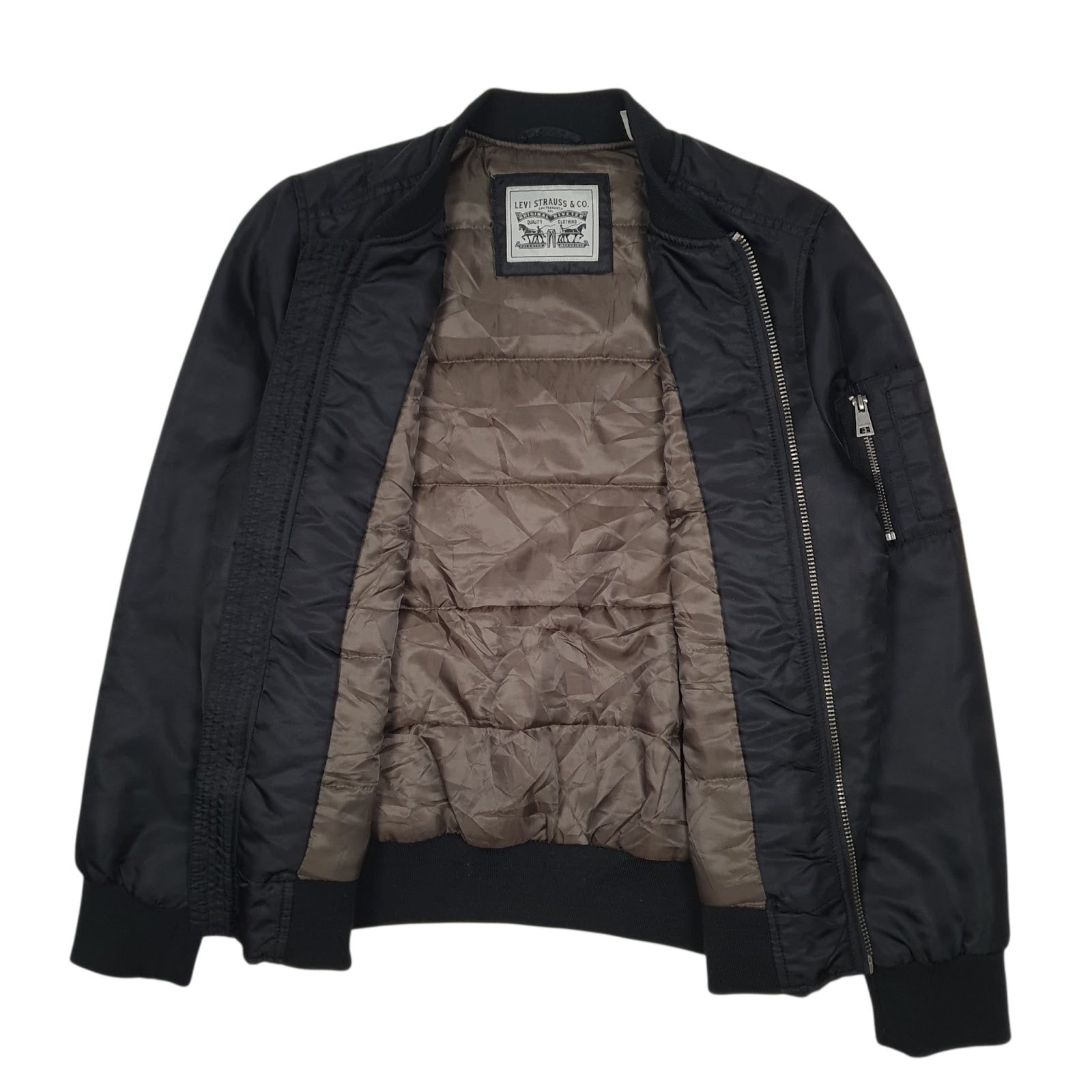 Mens Black Levis Padded Bomber  Coat