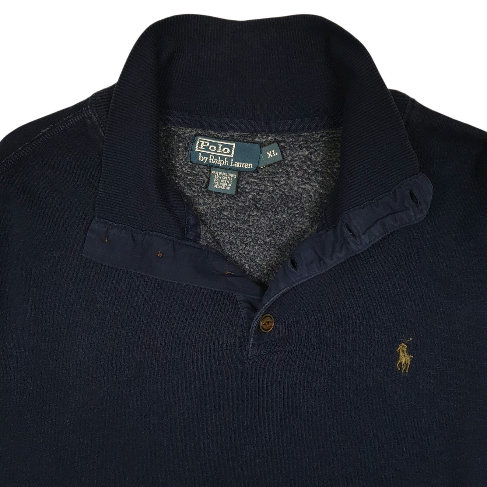 Mens Navy Polo Ralph Lauren Henley Quarter Zip Jumper