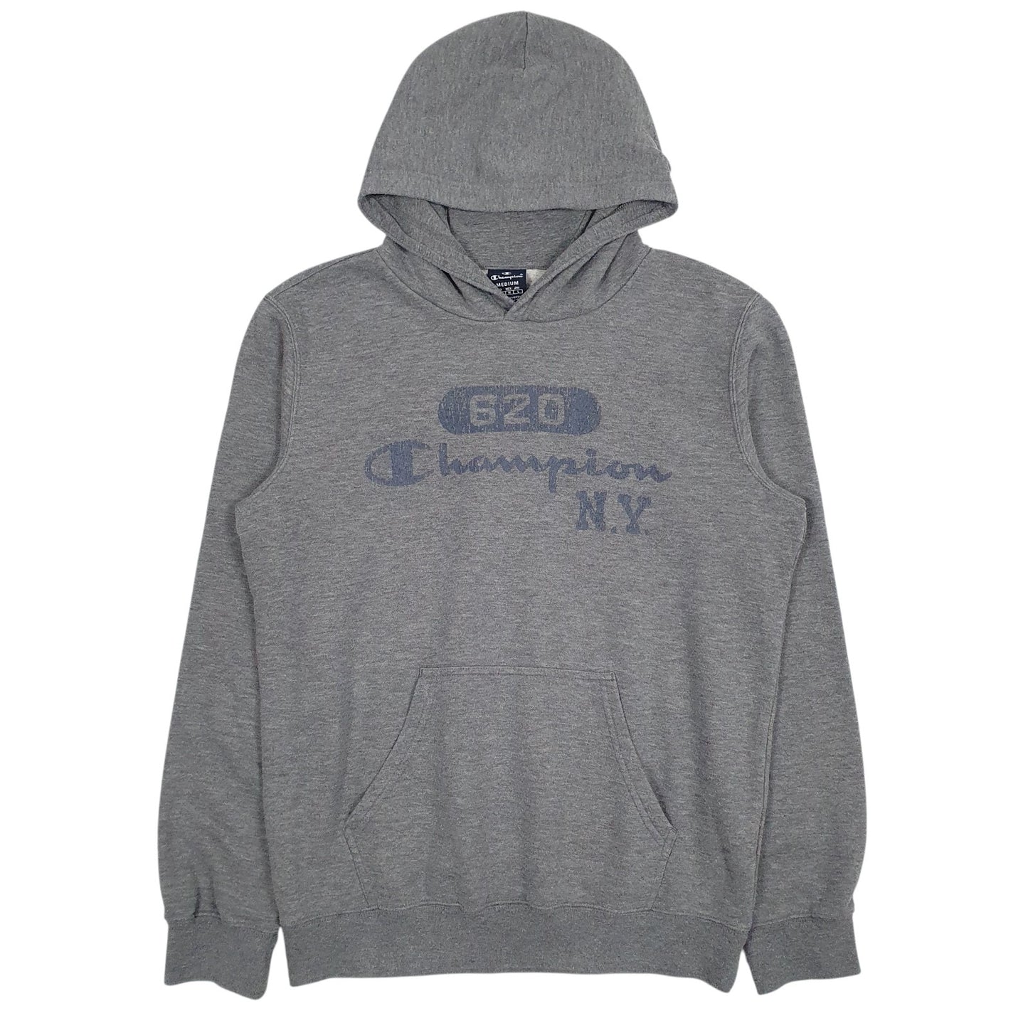 Mens Grey Champion Spellout Hoodie Jumper
