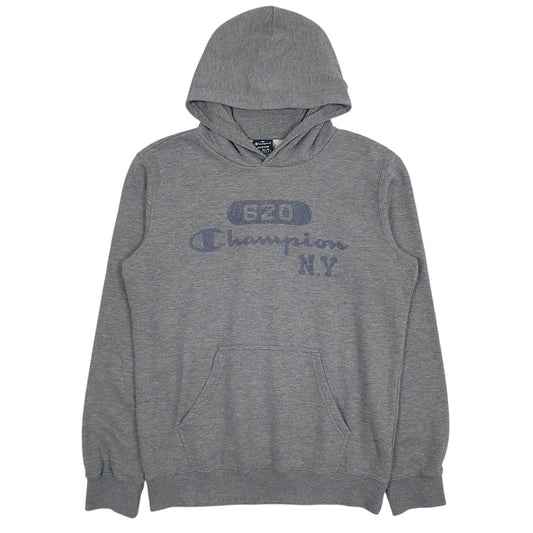 Mens Grey Champion Spellout Hoodie Jumper