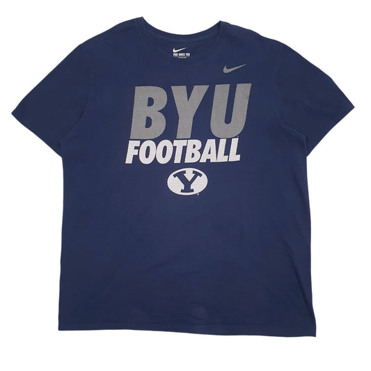 Mens Navy Nike BYU Football Short Sleeve T Shirt