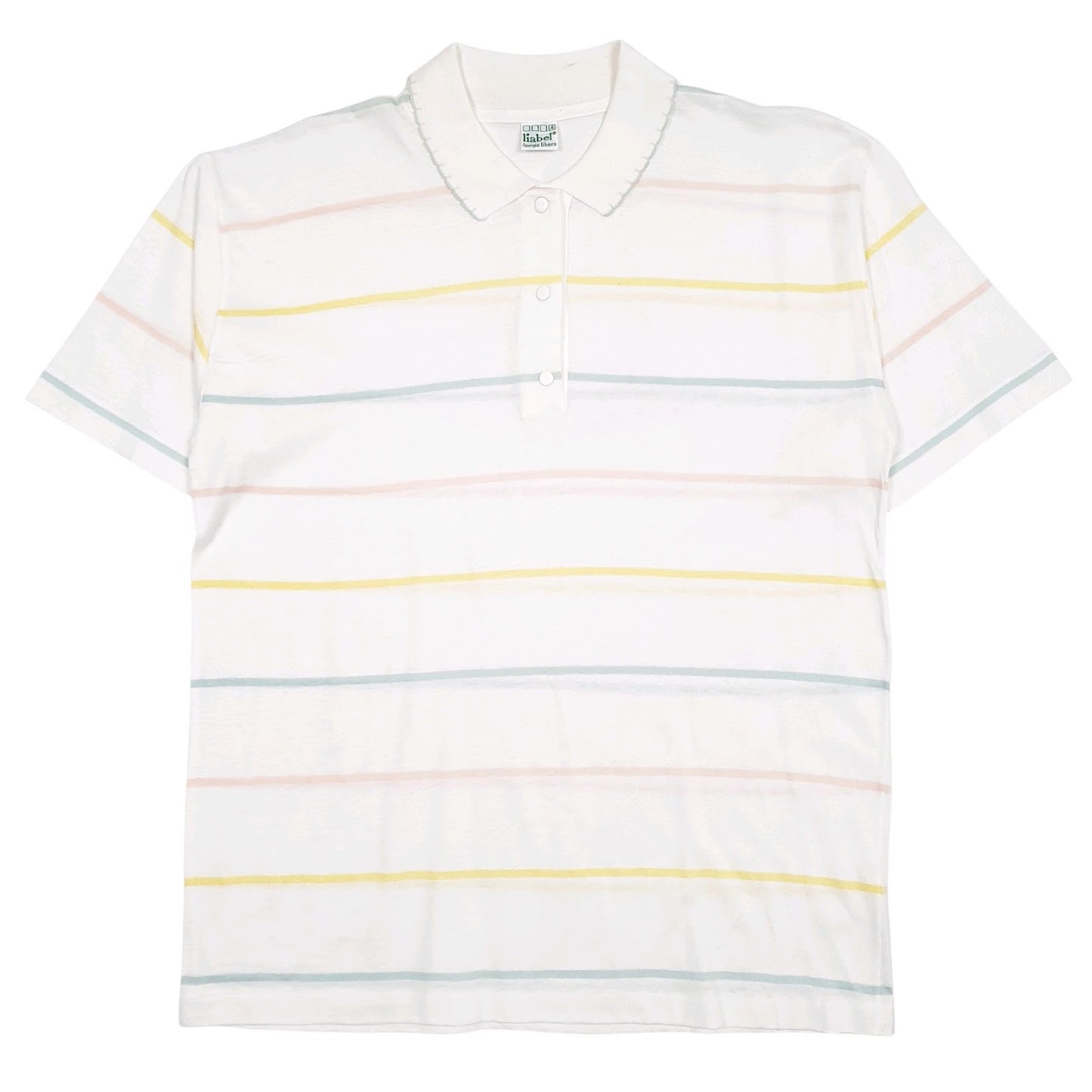 Mens White Liabel Vintage Made In Italy Short Sleeve Polo Shirt