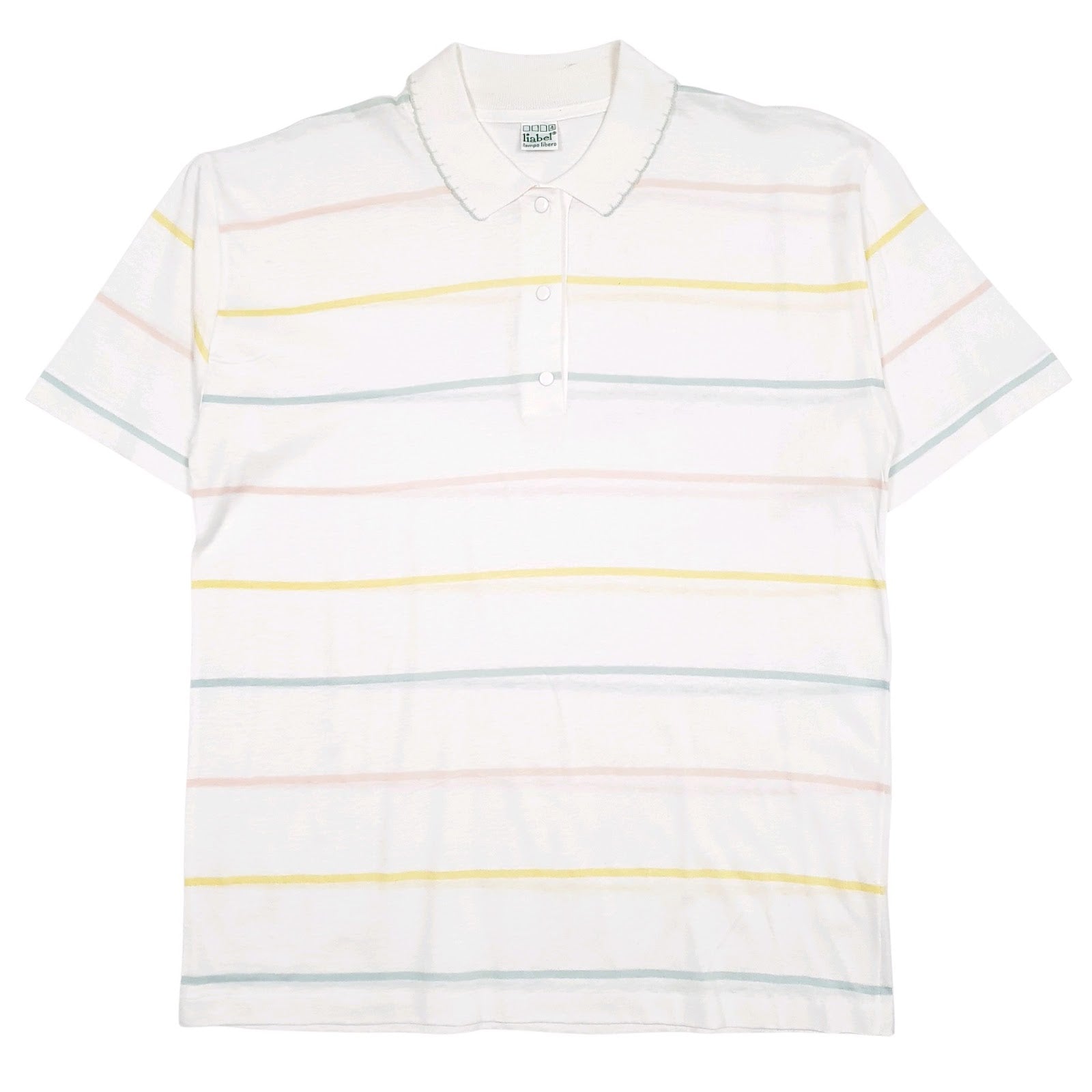 Mens White Liabel Vintage Made In Italy Short Sleeve Polo Shirt